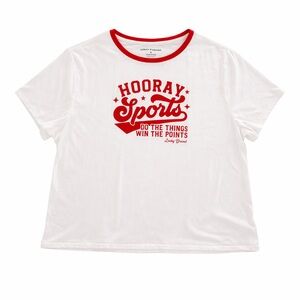 Lucky Brand White Tee with Red Graphic Ringer